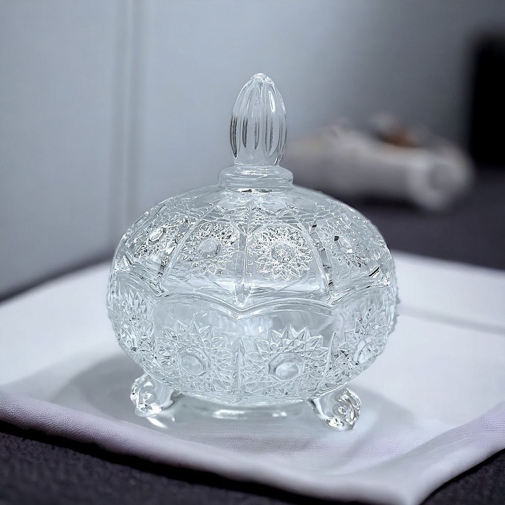 NIB l Candy Dish, Stand l Lid l Glass l Home Bathroom Kitchen  l New